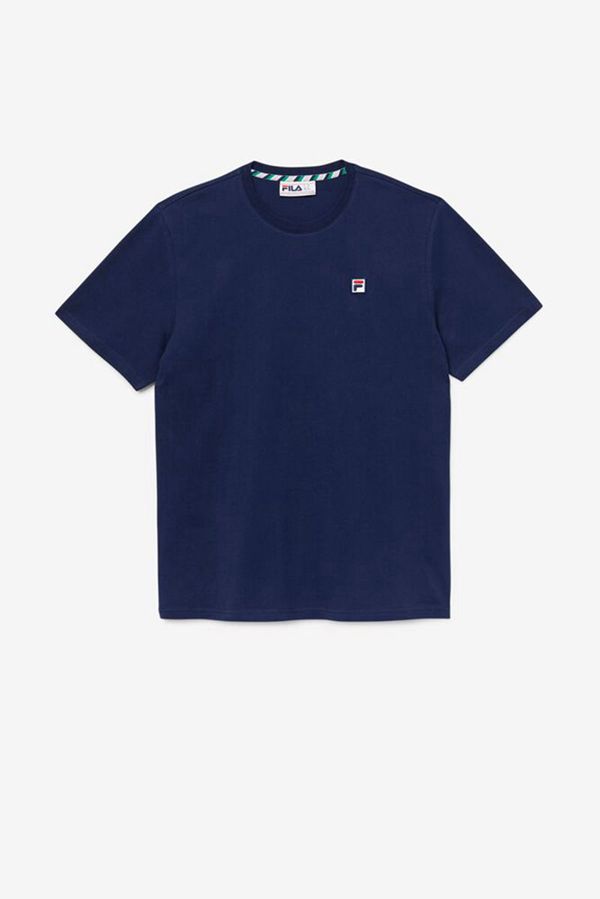 Fila Edgecumbe Men's Tee - Navy/White,NZ 650-48275